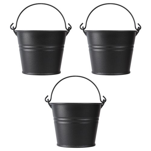 Artikel Dekorativ spand metal urtepottegreb sort Ø14cm 3stk