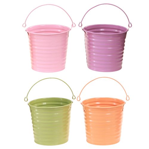 Floristik24 Dekorativ spand Metal Plantepottegreb 4 Farver Ø11cm 8 Stk