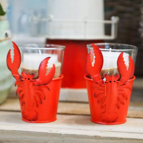 Artikel Dekorativ spand hummer metal rød Ø8cm H13cm 3 stk