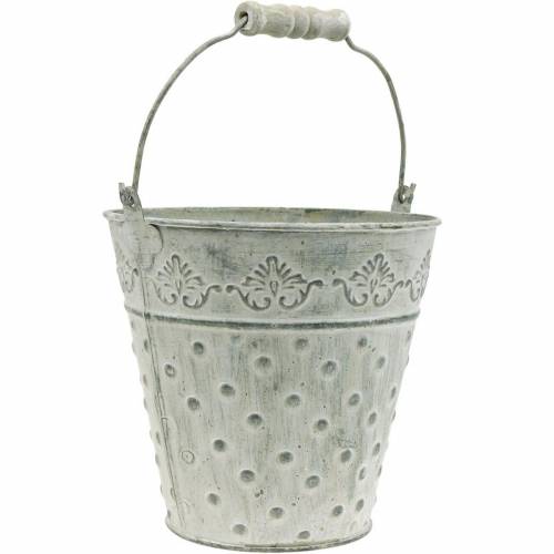 Floristik24 Dekorativ spand metal hvidvasket Ø18,5 cm plantekasse prikket metal dekoration