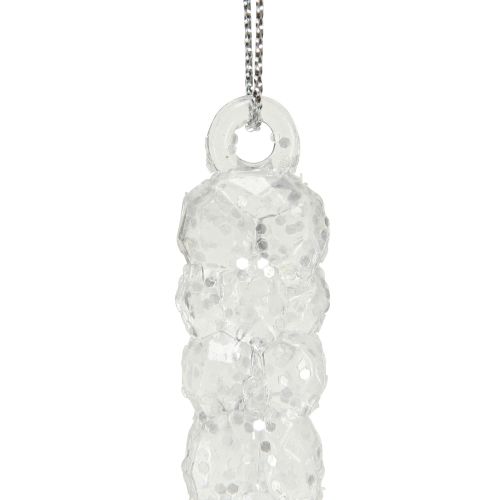 Floristik24 Dekorative istapper til ophængning af vinterklar glitter 14cm 4stk