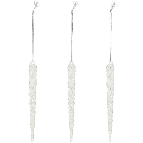 Floristik24 Dekorative istapper til ophængning af vinterklar glitter 14cm 4stk