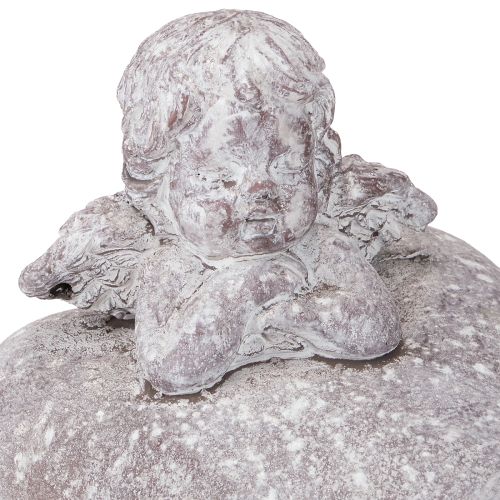 Artikel Dekorativ engel på hjertefigur lavet af støbt sten 15×13,5×12 cm