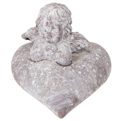 Artikel Dekorativ engel på hjertefigur lavet af støbt sten 15×13,5×12 cm