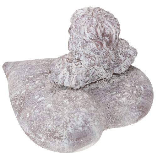 Artikel Dekorativ engel på hjertefigur lavet af støbt sten 15×13,5×12 cm