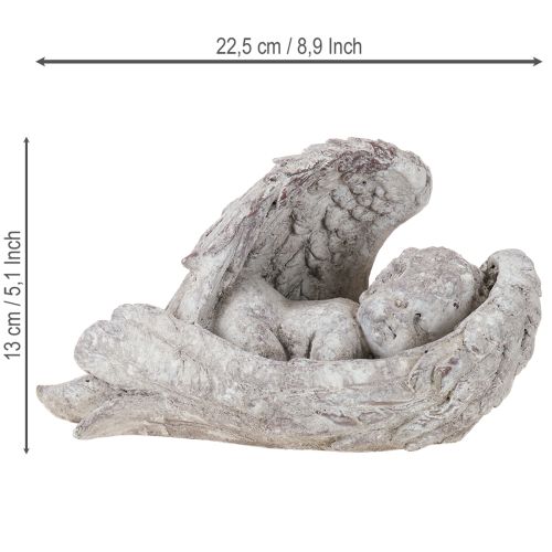 Artikel Dekorativ engel sovende med vinger englefigur grav 22,5 cm