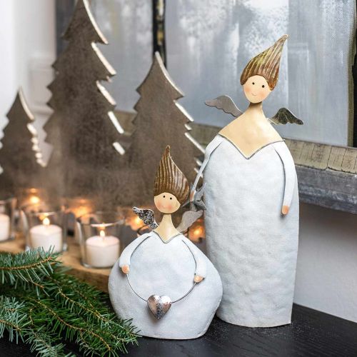 Floristik24 Dekorativ engle trio metal hvid, glitter Ø10 / 11,5 / 7cm H28,5 / 18 / 21cm 3 stk.