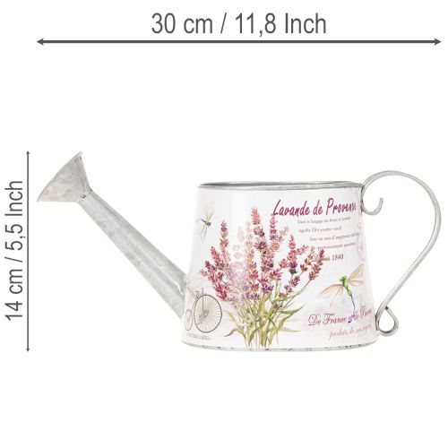 Dekorativ metalvandkande, lavendel, retro havedesign, 30×11×14,5 cm | Floristik24.dk