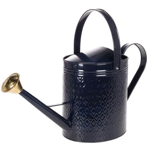 Dekorativ vandkande, vintage blå og guld ternet metal, retro design til indendørs brug, have eller altan, 65 cm købe | Floristik24.dk