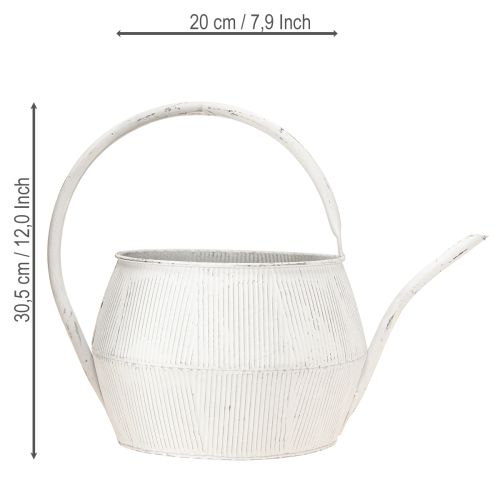 Artikel Dekorativ vandkande hvid metal vintage rillet indretning Ø25cm