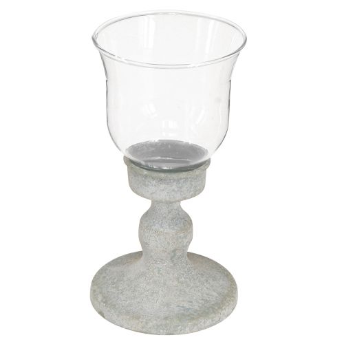 Artikel Dekorativ glaskop metalgrå vintage look Ø8cm H15,5cm