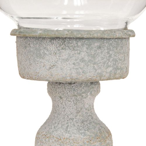 Artikel Dekorativ glaskop metalgrå vintage look Ø8cm H15,5cm