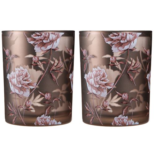 Artikel Dekorative glas lanterne nelliker sølvbrune H12,5cm 2 stk