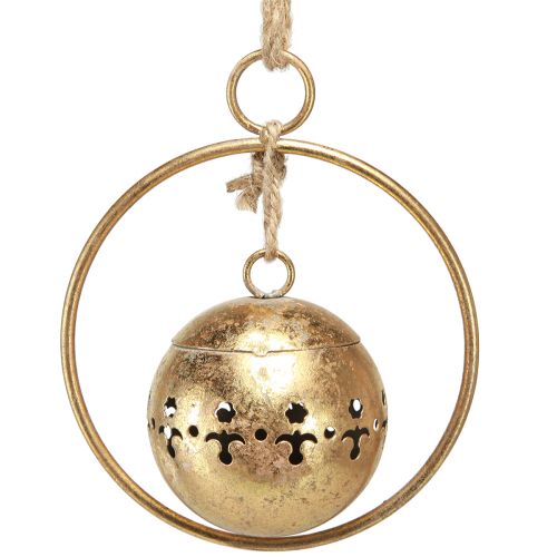 Artikel Dekorativ klokke guld klokkehængende dekoration metal natur Ø14cm