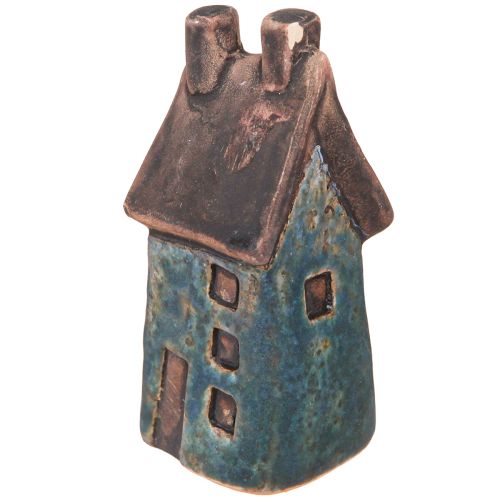 Artikel Dekorativt huskeramik blå brun vintage H6,5/7 cm 6 stk.