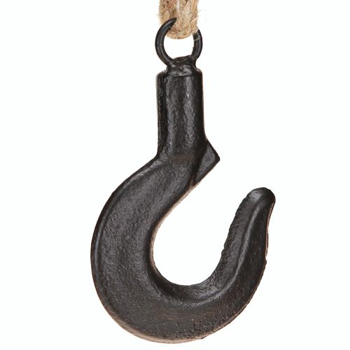 Dekorativ krog metal sort krog med jutesnor H54cm
