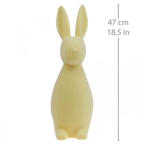 Artikel Dekorativ påskehare – 2. valg – Flokket gul H47cm