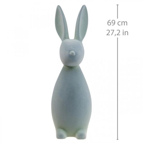 Floristik24 Deco Bunny Deco Easter Bunny Flocked Grå-Grøn H69cm