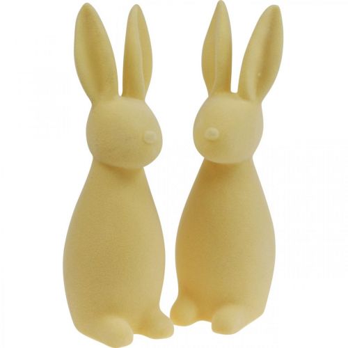 Floristik24 Deco Bunny Deco Easter Bunny Flocked Lysegul H29,5cm 2stk