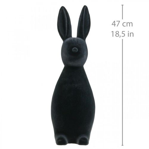 Floristik24 Dekorativ kanin Sort – 2. valg – Dekorativ påskehare flokket H47cm