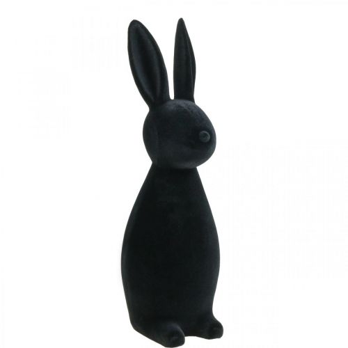 Deco Bunny Black Deco Easter Bunny Flocked H47cm