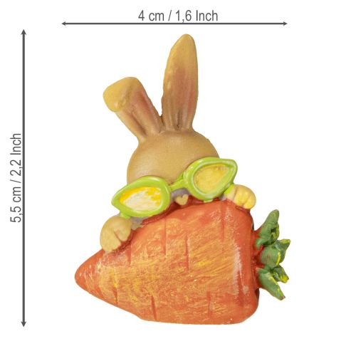 Artikel Dekorativ kanin med gulerod påskehare dekorationsfigurer H5,5 cm 6 stk.
