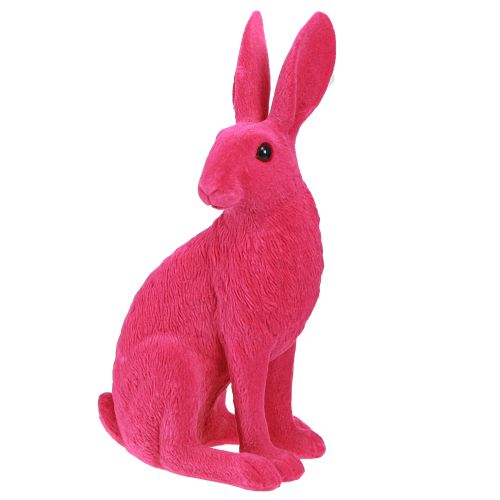 Floristik24 Dekorativ kanin siddende figur påskehare flocked pink 12×9×25cm