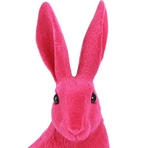 Floristik24 Dekorativ kanin siddende figur påskehare flocked pink 12×9×25cm