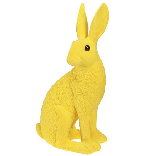 Floristik24 Dekorativ kanin siddende påskehare flokket gul 12×9×25cm