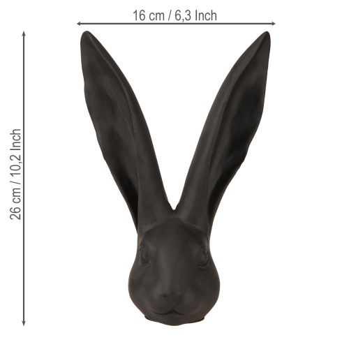 Floristik24 Dekoration Kaninhoved Påskedekoration Sort Mat Polyresin 26cm