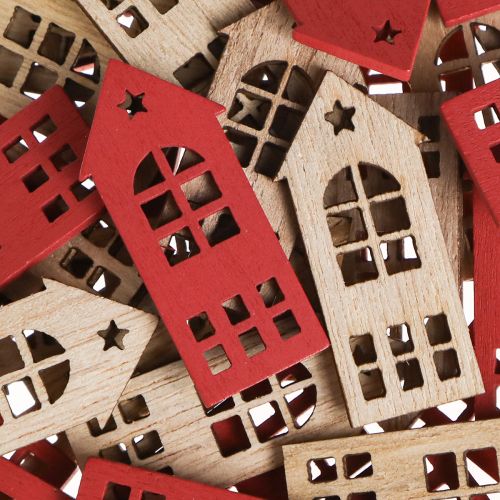 Artikel Dekorativ husspredningsdekoration træ i naturrød 2×4,5cm 72 stk