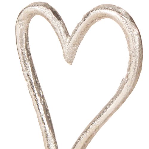 Artikel Dekorativt Hjerte Metal Træ i Natursølv 7,5x5x13cm 3stk