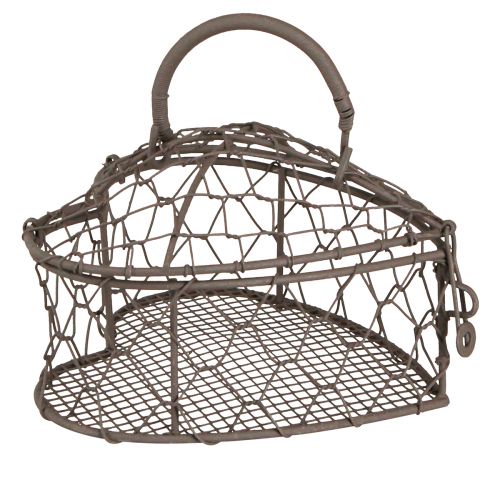 Floristik24 Dekorativt hjerte lavet af tråd til fyldning vintage grå 14×13,5cm