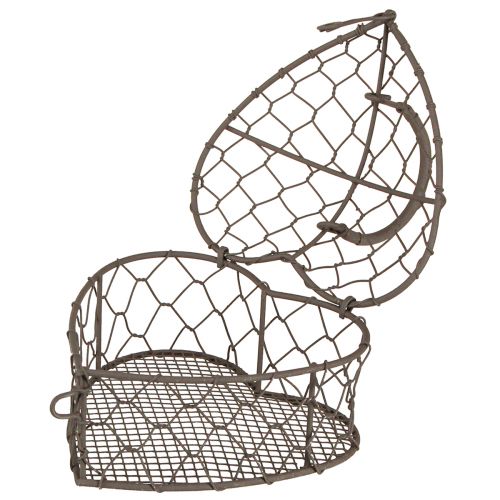 Floristik24 Dekorativt hjerte lavet af tråd til fyldning vintage grå 14×13,5cm