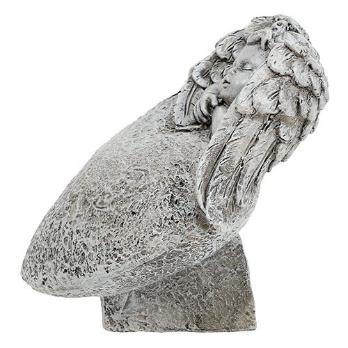 Floristik24 Deco hjerte med engle grå 10,5cm 2 stk