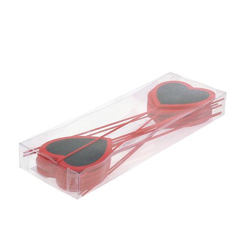 Floristik24 Dekorativt hjerte til mærkning af rød 9cm x 9cm 12pcs