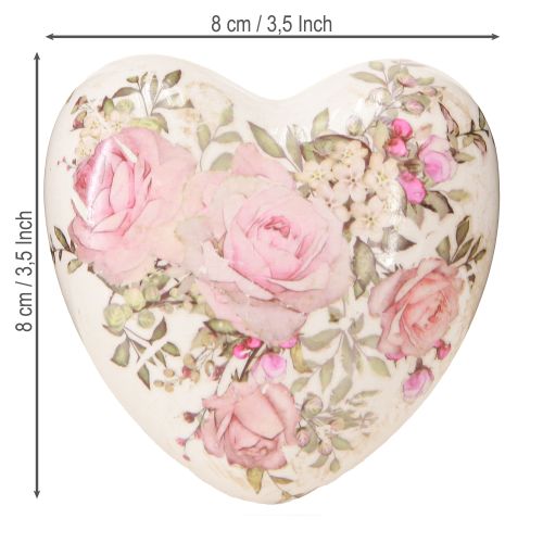 Artikel Dekorative hjerter med rosa keramik i creme pink 8x8cm 3stk