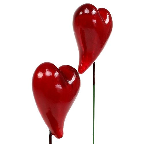 Floristik24 Dekorative hjerter til stick rød 5cm 24stk