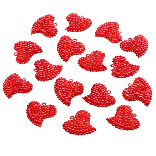 Dekorative hjerter røde 3,5 cm 16stk