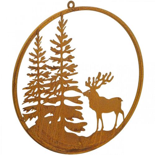 Floristik24 Dekorring patina metalring rust hjorte vægdekoration Ø38cm