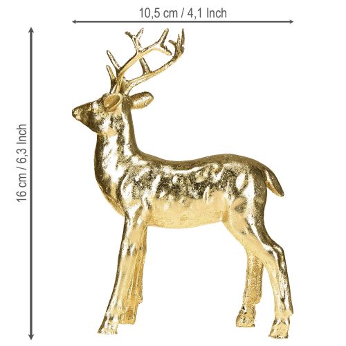 Artikel Dekorativ stående rensdyrfigur af hjort, guld 10,5×4,5×16 cm, 2 stk.