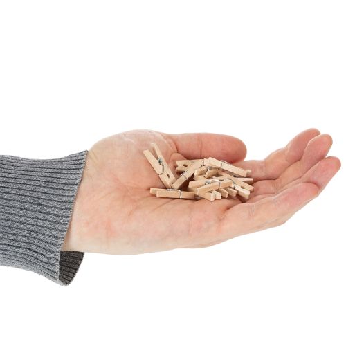 Artikel Dekorative tøjklemmer i træ, 3 cm, naturlige, 72 stk.