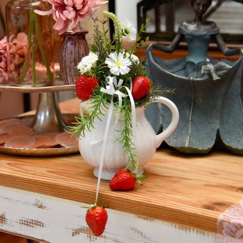 Floristik24 Dekorativ vase, kande med hank keramik grøn, hvid, cremefarvet H14,5cm 3 stk.