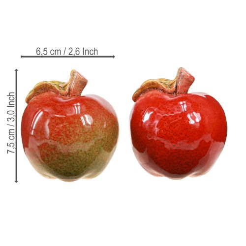 Artikel Dekorativ keramik æbler borddekoration efterår rød grøn H7,5 cm 4 stk.