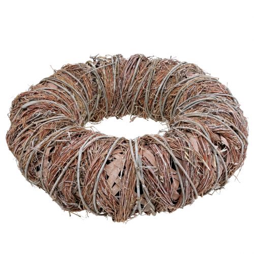 Floristik24 Dekorativ krans natur Ø43cm vasket hvid