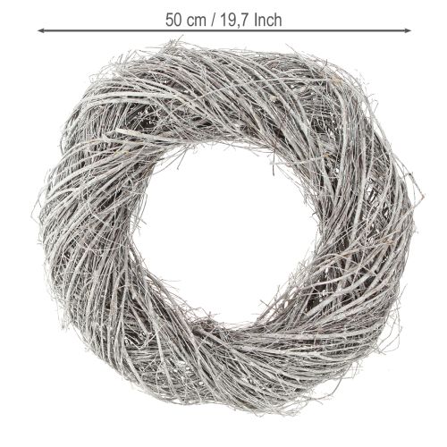 Artikel Dekorativ krans store elmegrene hvidgrå vasket Ø50cm