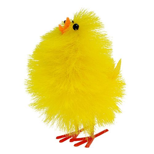 Floristik24 Dekorative kyllinger lavet af chenille gul 6,5 cm 6stk