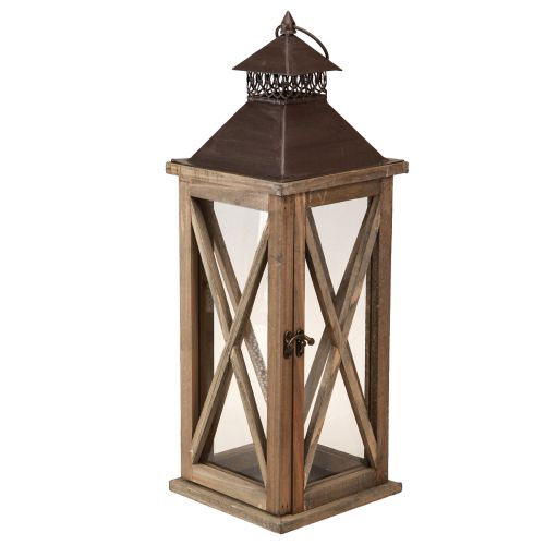 Floristik24 Dekorativ lanterne træ vintage træ lanterne brun 17×17×50cm