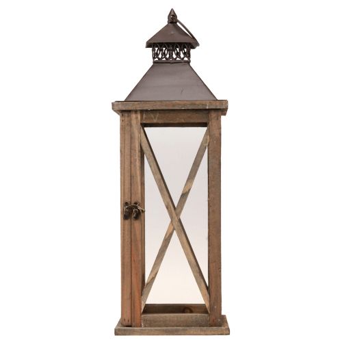 Artikel Dekorativ lanterne træ vintage træ lanterne brun 17×17×50cm
