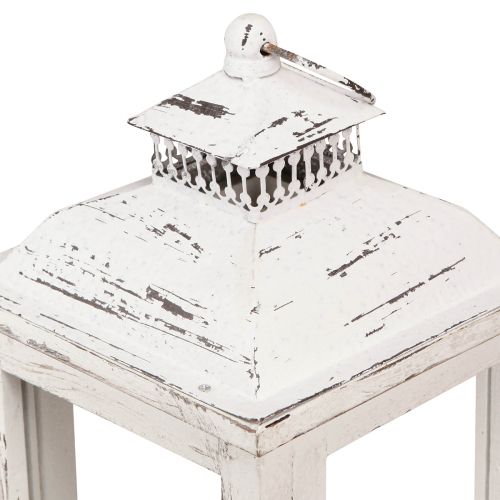 Floristik24 Dekorativ lanterne shabby chic træ hvid 17,5x17,5cm H37cm